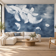 Papier peint Plumes de soie, Motif 4, dans un salon.