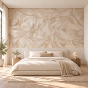 Papier peint Plumes de soie, Motif 6, dans une chambre.