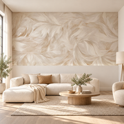 Papier peint Plumes de soie, Motif 6, dans un salon.