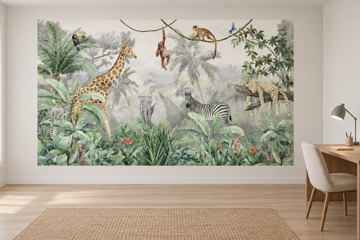 Safari aquarelle — papier peint panoramique