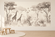 Safari des petits — motif 1, papier peint dans une salle de jeux