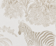 Safari des petits — motif 15, détail du zèbre et des feuillages du papier peint