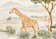 Safari des petits — motif 19, détail de la girafe au premier plan du papier peint