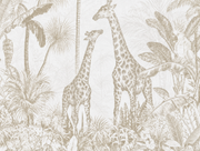 Safari des petits — motif 33, détail des deux girafes au milieu des plantes du papier peint