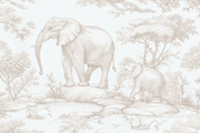 Safari des petits — motif 5, détail de l’éléphant et de son petit