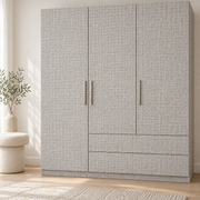 Trame naturelle — gris clair, mise en situation sur armoire