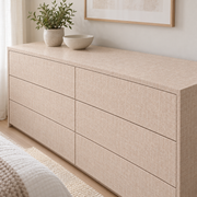 Trame naturelle — kaki, mise en situation sur commode